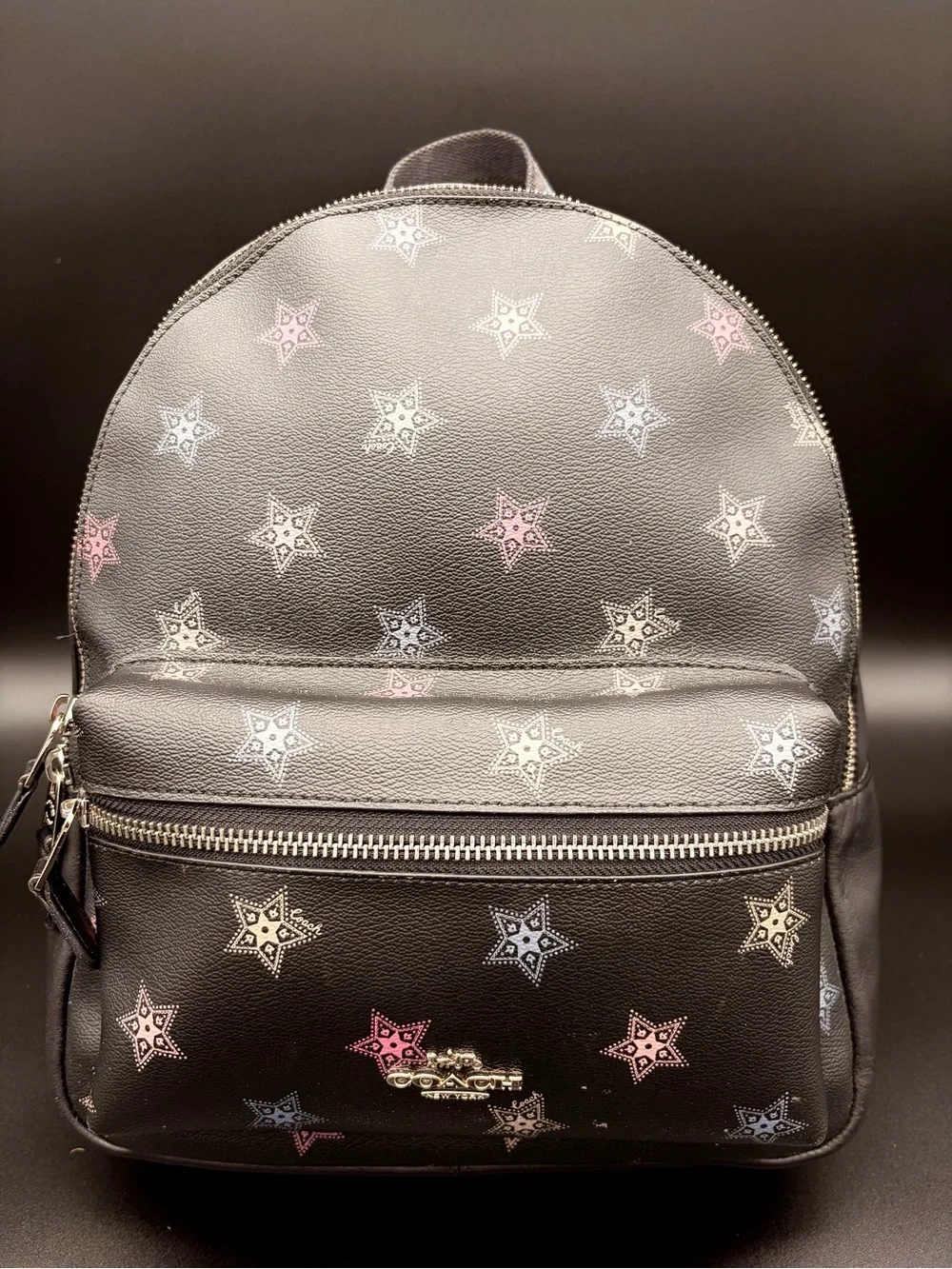 Coach Medium Charlie Backpack Leather Handbag Purse in Americana Star Print